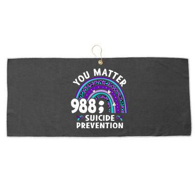 Rainbow You Matter 988 Suicide Prevention Awareness Ribbon Large Microfiber Waffle Golf Towel