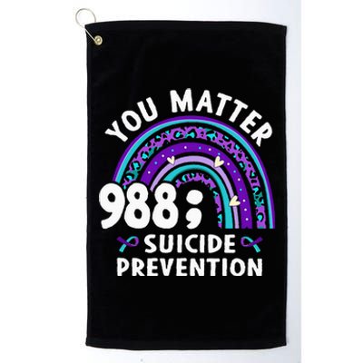 Rainbow You Matter 988 Suicide Prevention Awareness Ribbon Platinum Collection Golf Towel