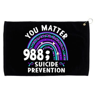 Rainbow You Matter 988 Suicide Prevention Awareness Ribbon Grommeted Golf Towel