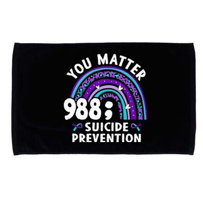 Rainbow You Matter 988 Suicide Prevention Awareness Ribbon Microfiber Hand Towel