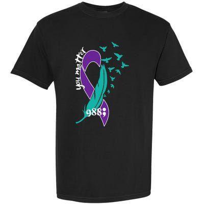 Rainbow You Matter 988 Suicide Prevention Awareness Ribbon Garment-Dyed Heavyweight T-Shirt