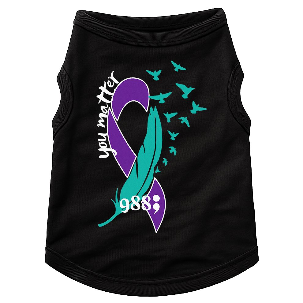 Rainbow You Matter 988 Suicide Prevention Awareness Ribbon Doggie Tank