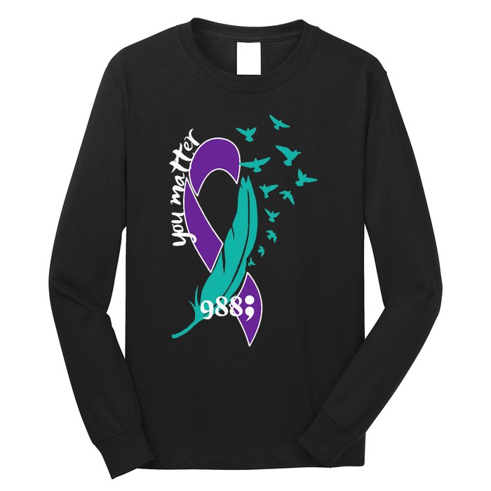 Rainbow You Matter 988 Suicide Prevention Awareness Ribbon Long Sleeve Shirt