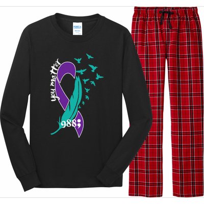 Rainbow You Matter 988 Suicide Prevention Awareness Ribbon Long Sleeve Pajama Set