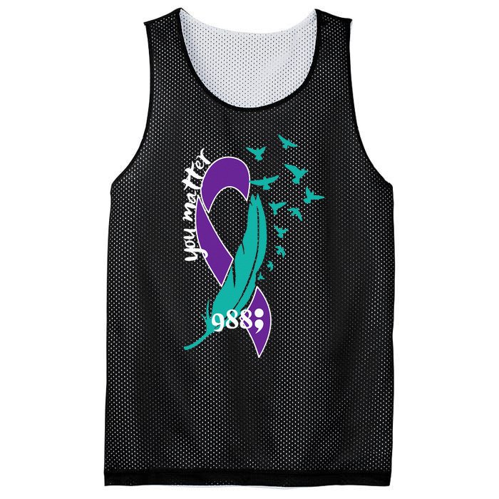 Rainbow You Matter 988 Suicide Prevention Awareness Ribbon Mesh Reversible Basketball Jersey Tank