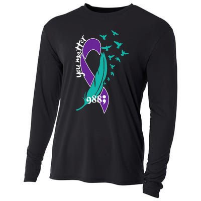 Rainbow You Matter 988 Suicide Prevention Awareness Ribbon Cooling Performance Long Sleeve Crew