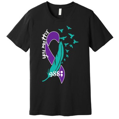 Rainbow You Matter 988 Suicide Prevention Awareness Ribbon Premium T-Shirt