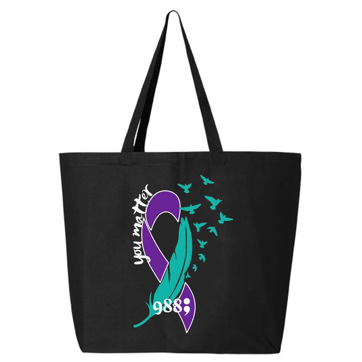 Rainbow You Matter 988 Suicide Prevention Awareness Ribbon 25L Jumbo Tote