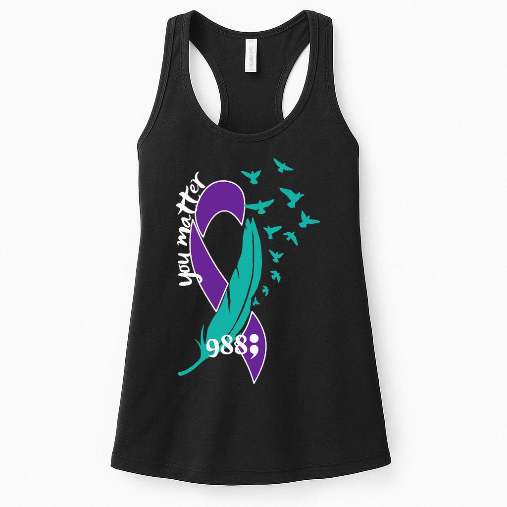 Rainbow You Matter 988 Suicide Prevention Awareness Ribbon Womens Tank Top