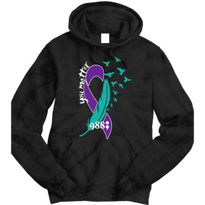 Rainbow You Matter 988 Suicide Prevention Awareness Ribbon Tie Dye Hoodie