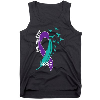 Rainbow You Matter 988 Suicide Prevention Awareness Ribbon Tank Top