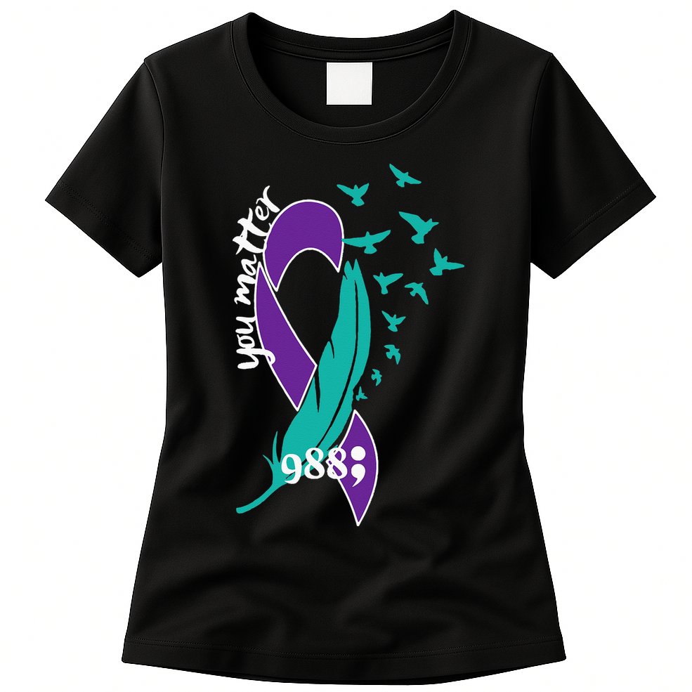 Rainbow You Matter 988 Suicide Prevention Awareness Ribbon Womens T-Shirt