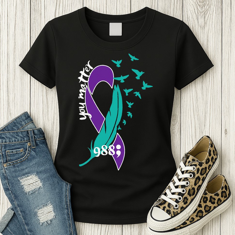 Rainbow You Matter 988 Suicide Prevention Awareness Ribbon Womens T-Shirt