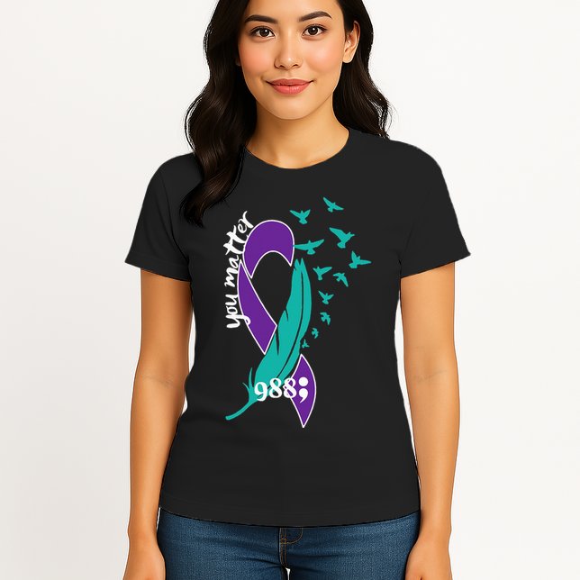 Rainbow You Matter 988 Suicide Prevention Awareness Ribbon Womens T-Shirt