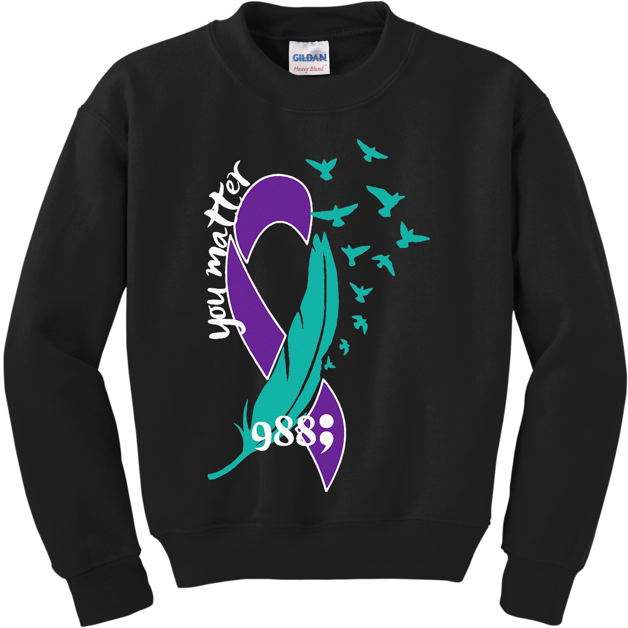 Rainbow You Matter 988 Suicide Prevention Awareness Ribbon Kids Sweatshirt