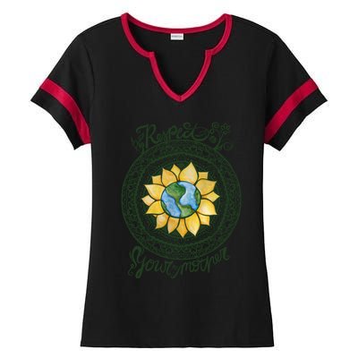 Respect Your Mother Earth Day Dala Gift Ladies Halftime Notch Neck Tee