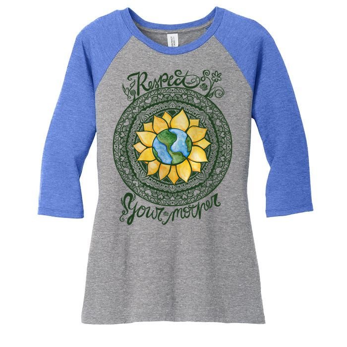 Respect Your Mother Earth Day Dala Gift Women's Tri-Blend 3/4-Sleeve Raglan Shirt