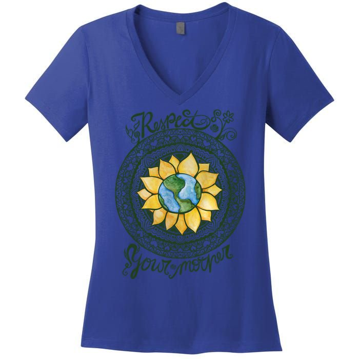 Respect Your Mother Earth Day Dala Gift Women's V-Neck T-Shirt