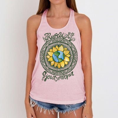 Respect Your Mother Earth Day Dala Gift Women's Knotted Racerback Tank