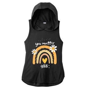 Rainbow You Matter 988 Suicide Prevention Awareness Ribbon Ladies PosiCharge Tri-Blend Wicking Draft Hoodie Tank