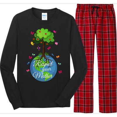 Respect Your Mother Earth Day Design Meaningful Gift Long Sleeve Pajama Set