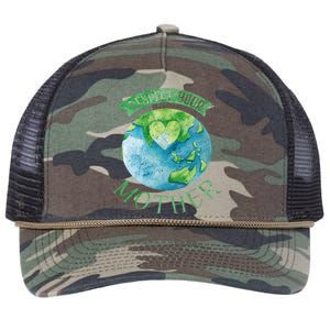 Respect Your Mother Earth Planet Day Green Environtalist Gift Retro Rope Trucker Hat Cap