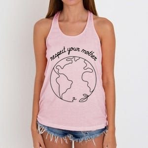 Respect Your Mother Globe Mother Earth Day Environtalist Cute Gift Women's Knotted Racerback Tank