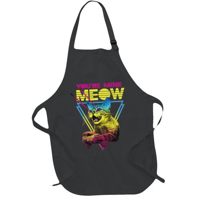 Retro YouRe Mine Meow Nerdy Gaming Cat Gamer Full-Length Apron With Pockets