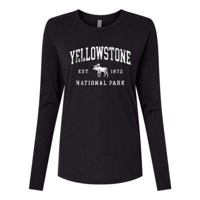 Retro Yellowstone National Park Est 1872 Hiking Womens Cotton Relaxed Long Sleeve T-Shirt