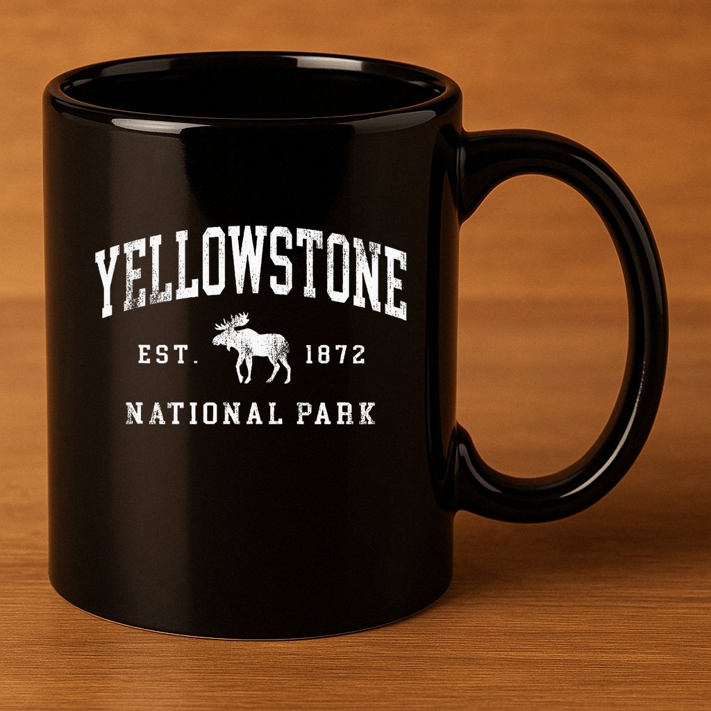 Retro Yellowstone National Park Est 1872 Hiking 11oz C Handle Ceramic Mug