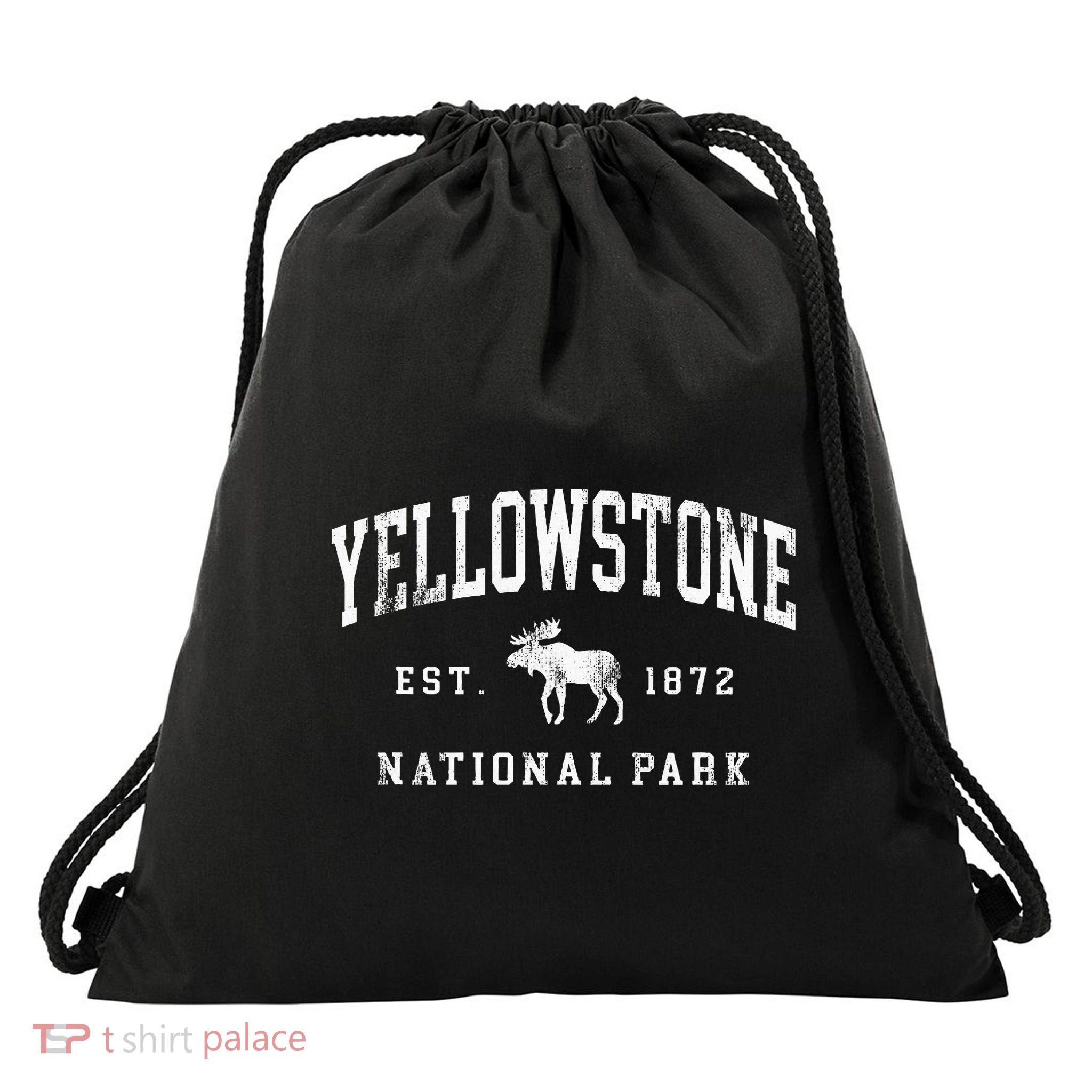 Retro Yellowstone National Park Est 1872 Hiking Drawstring Bag