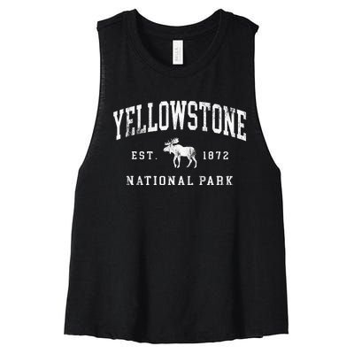 Retro Yellowstone National Park Est 1872 Hiking Women's Racerback Cropped Tank