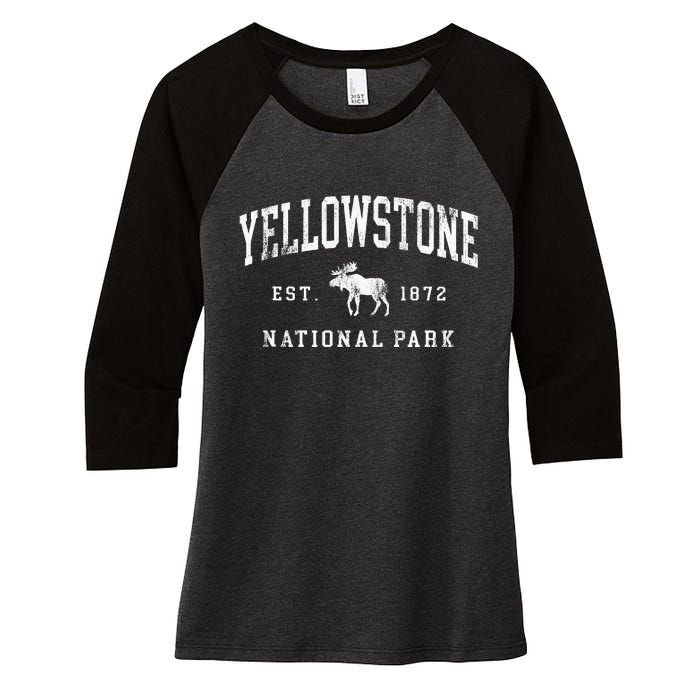 Retro Yellowstone National Park Est 1872 Hiking Women's Tri-Blend 3/4-Sleeve Raglan Shirt