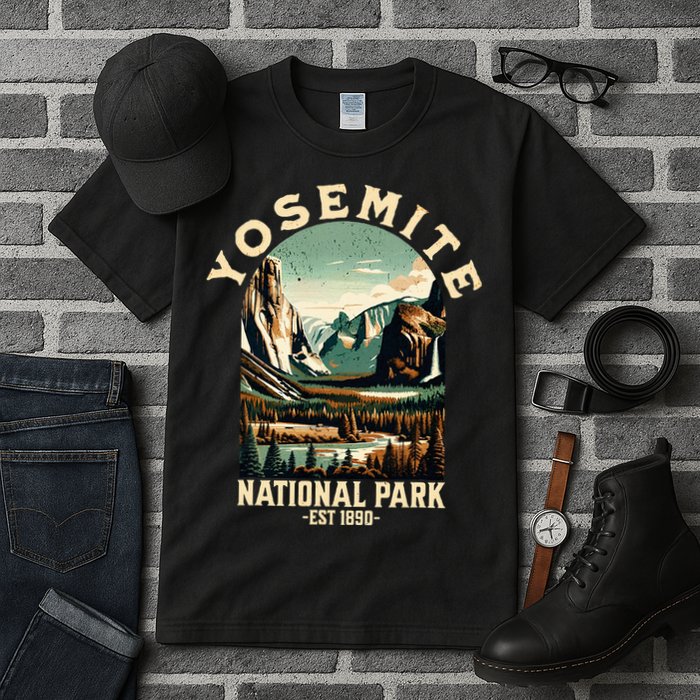 Retro Yosemite National Park Usa Vintage Hiking Tall T-Shirt