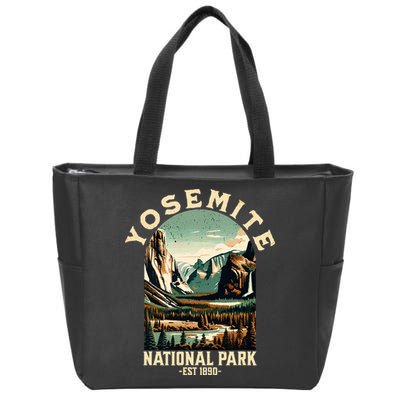 Retro Yosemite National Park Usa Vintage Hiking Zip Tote Bag
