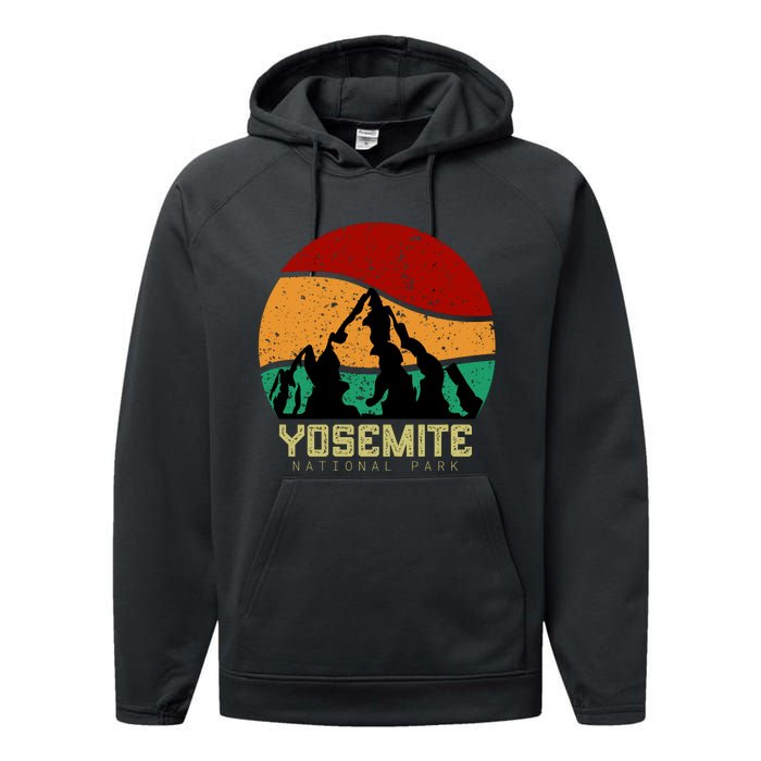 Retro Yosemite National Park Performance Fleece Hoodie