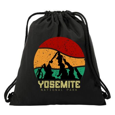 Retro Yosemite National Park Drawstring Bag