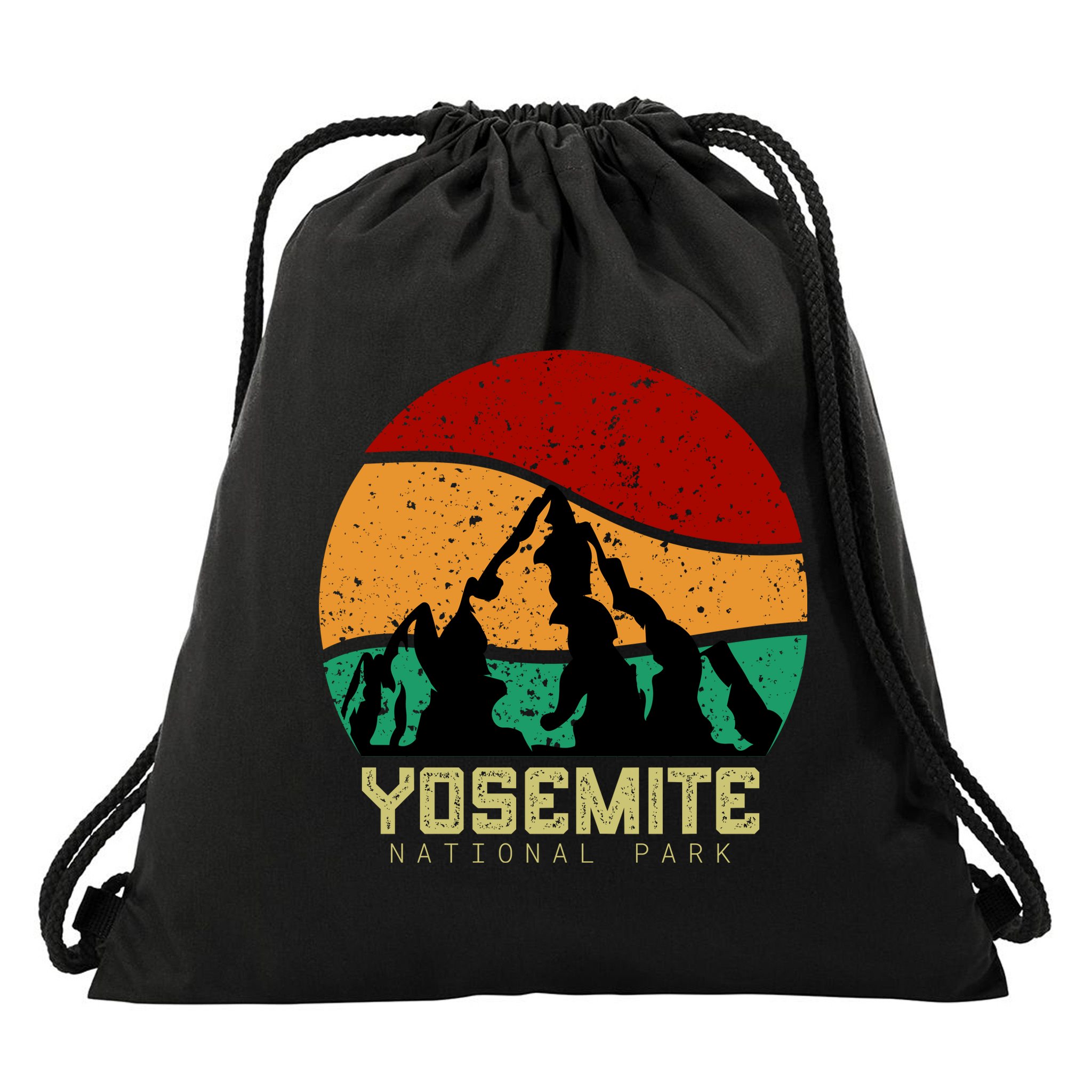 Retro Yosemite National Park Drawstring Bag