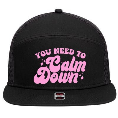 Retro You Need To Calm Down 7 Panel Mesh Trucker Snapback Hat