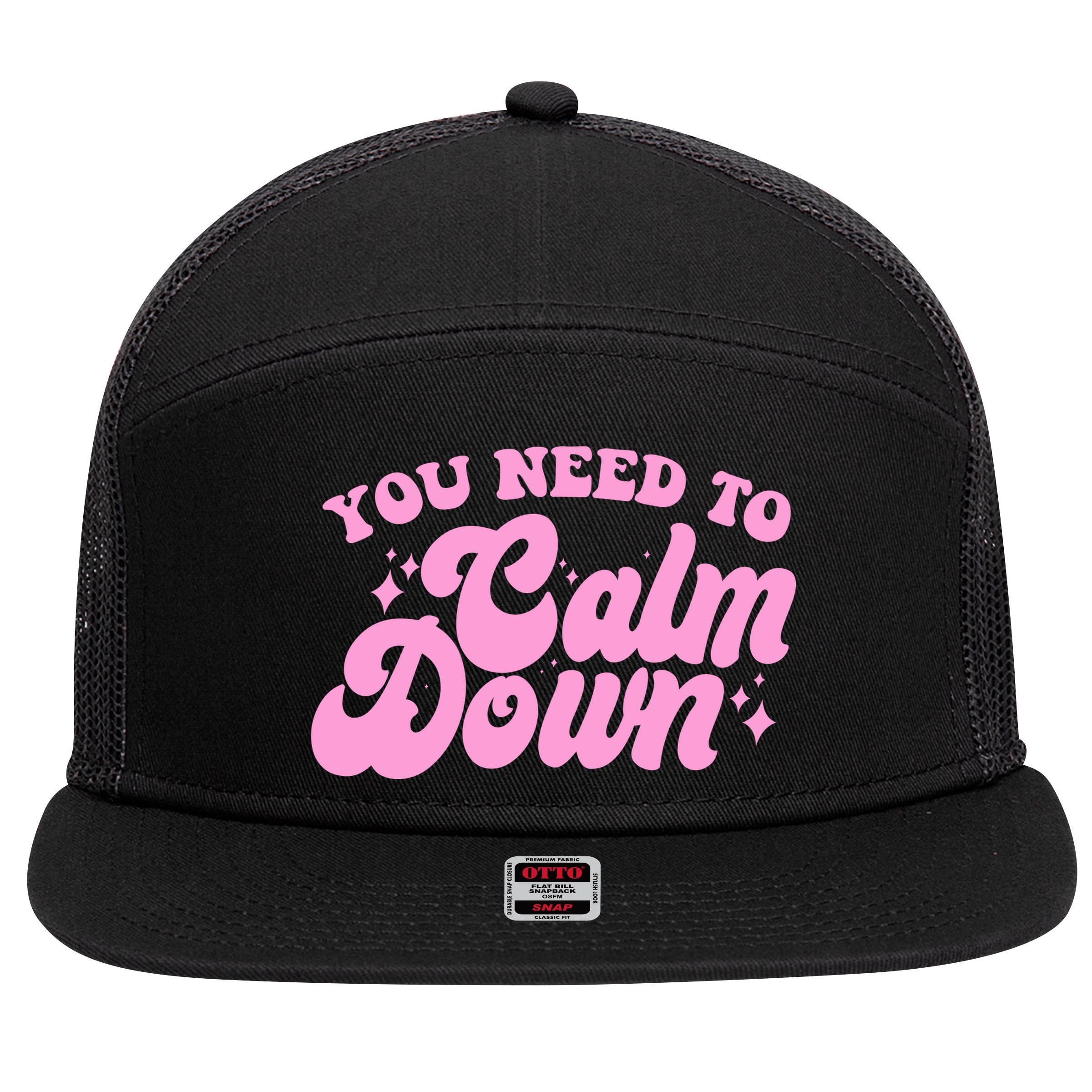 Retro You Need To Calm Down 7 Panel Mesh Trucker Snapback Hat