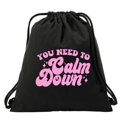 Retro You Need To Calm Down Drawstring Bag