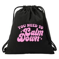Retro You Need To Calm Down Drawstring Bag