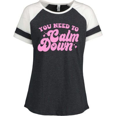 Retro You Need To Calm Down Enza Ladies Jersey Colorblock Tee