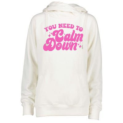 Retro You Need To Calm Down Womens Funnel Neck Pullover Hood