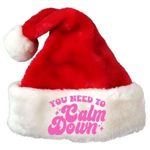 Retro You Need To Calm Down Premium Christmas Santa Hat