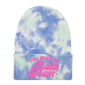 Retro You Need To Calm Down Tie Dye 12in Knit Beanie