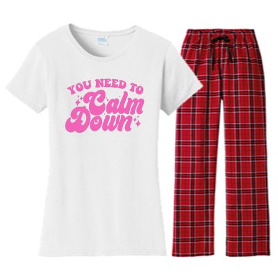 Retro You Need To Calm Down Women's Flannel Pajama Set