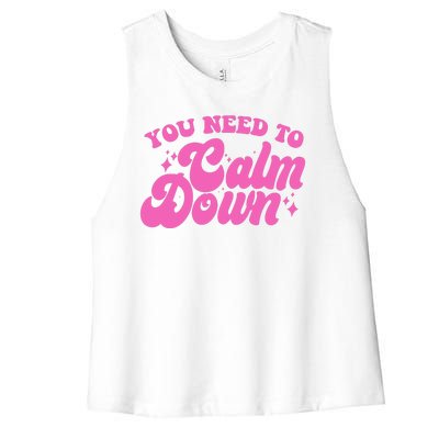 Retro You Need To Calm Down Women's Racerback Cropped Tank