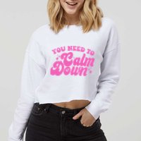 Retro You Need To Calm Down Cropped Pullover Crew