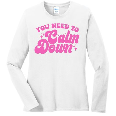 Retro You Need To Calm Down Ladies Long Sleeve Shirt